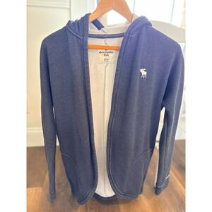 Abercrombie Kids Hooded Fleece Robe Bathrobe Size 13/14 Pockets Logo Navy Blue